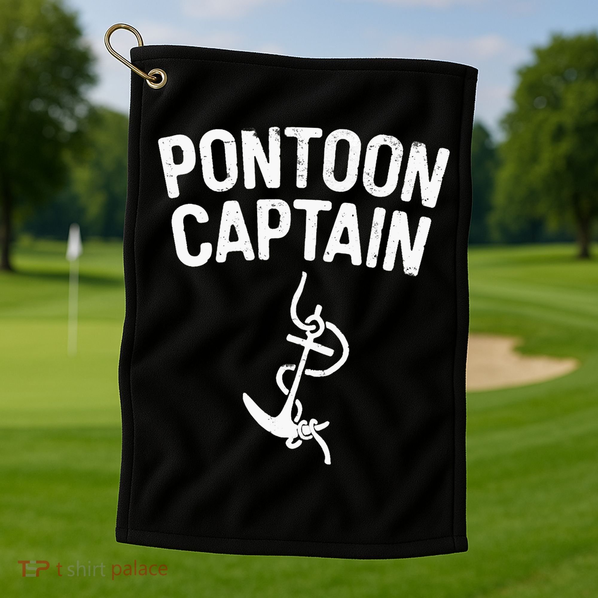 Pontoon Captain Anchor Captain Skipper Golf Towel