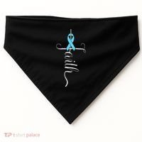 Prostate Cancer Awareness Light Blue Ribbon Faith Survivor USA-Made Doggie Bandana thumb 0