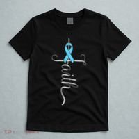 Prostate Cancer Awareness Light Blue Ribbon Faith Survivor T-Shirt thumb 5