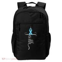 Prostate Cancer Awareness Light Blue Ribbon Faith Survivor Backpack thumb 0