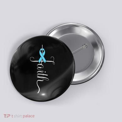Prostate Cancer Awareness Light Blue Ribbon Faith Survivor Button