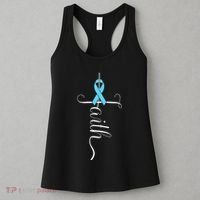Prostate Cancer Awareness Light Blue Ribbon Faith Survivor Women's Tank Top thumb 3