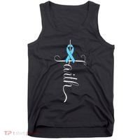 Prostate Cancer Awareness Light Blue Ribbon Faith Survivor Tank Top thumb 0
