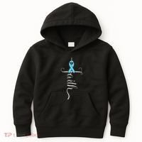 Prostate Cancer Awareness Light Blue Ribbon Faith Survivor Kids Hoodie thumb 0