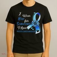 Prostate Cancer Awareness I Wear Blue Sunflower Ribbon T-Shirt thumb 3