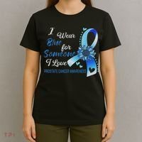Prostate Cancer Awareness I Wear Blue Sunflower Ribbon T-Shirt thumb 4