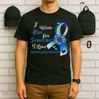 Prostate Cancer Awareness I Wear Blue Sunflower Ribbon T-Shirt thumb 6