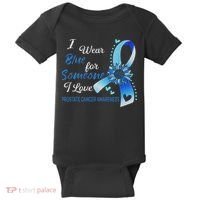 Prostate Cancer Awareness I Wear Blue Sunflower Ribbon Baby Bodysuit thumb 0