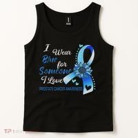 Prostate Cancer Awareness I Wear Blue Sunflower Ribbon Tank Top thumb 2