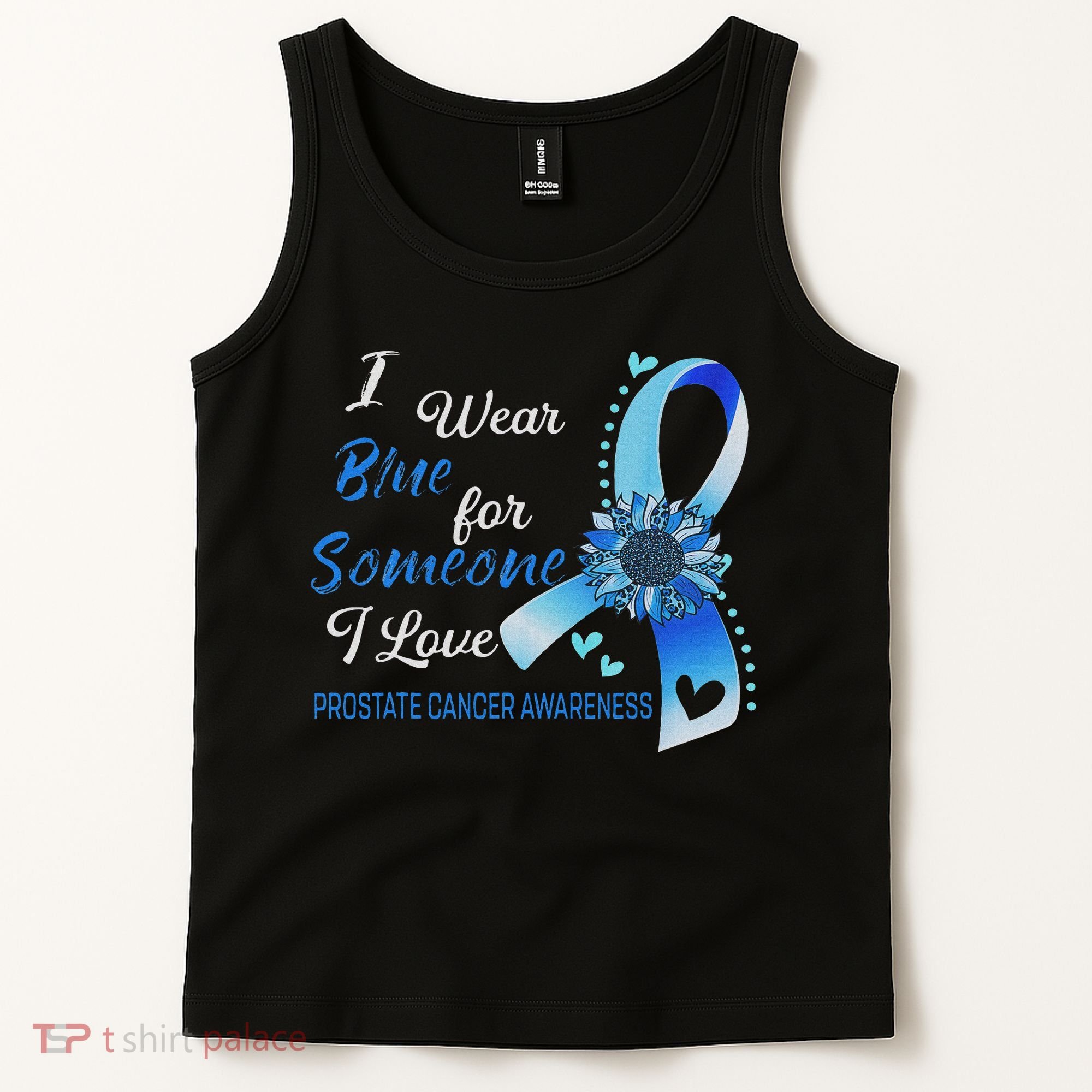 Prostate Cancer Awareness I Wear Blue Sunflower Ribbon Tank Top