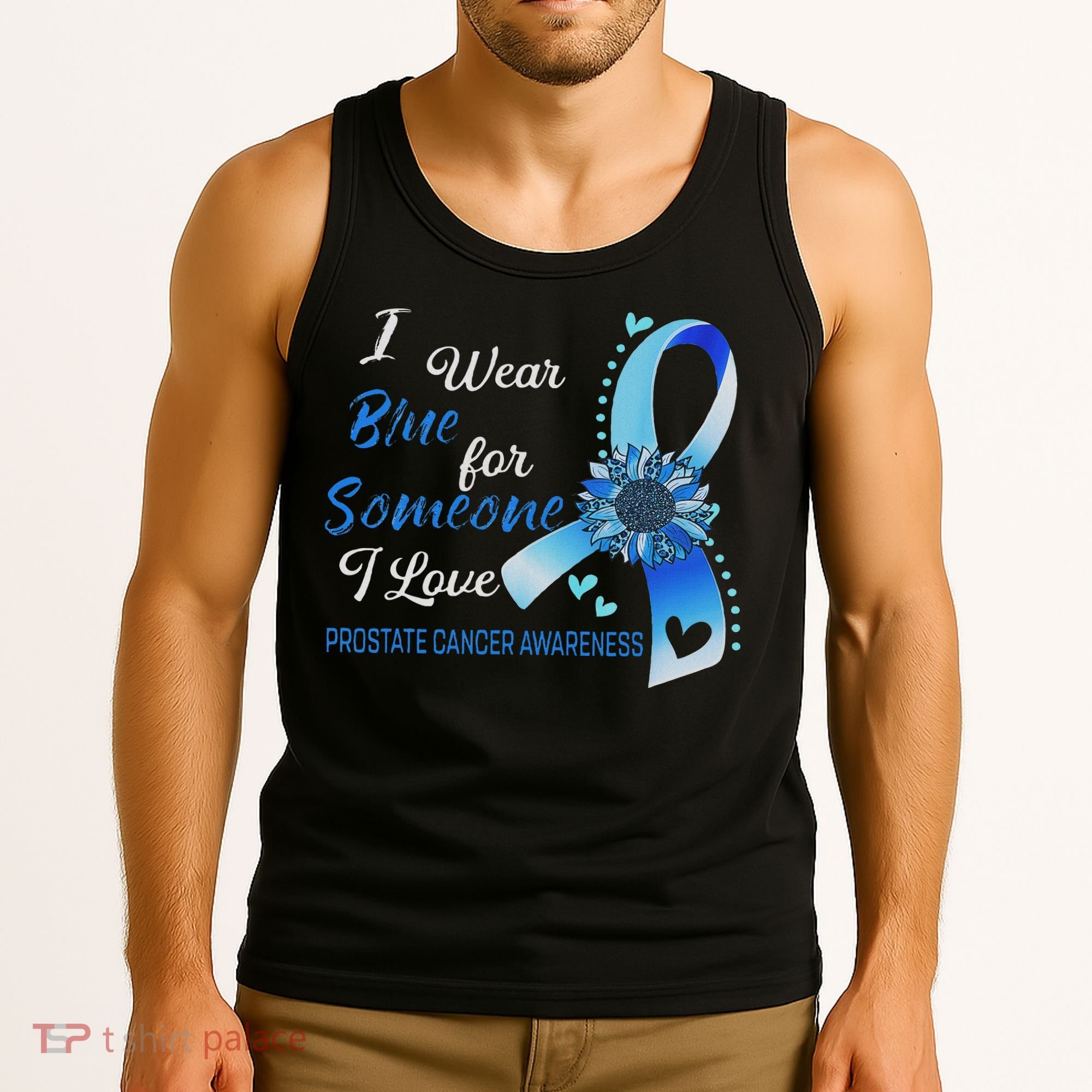 Prostate Cancer Awareness I Wear Blue Sunflower Ribbon Tank Top