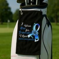 Prostate Cancer Awareness I Wear Blue Sunflower Ribbon Golf Towel thumb 2