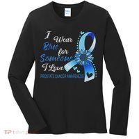 Prostate Cancer Awareness I Wear Blue Sunflower Ribbon Women's Long Sleeve Shirt thumb 0