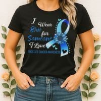 Prostate Cancer Awareness I Wear Blue Sunflower Ribbon Women's T-Shirt thumb 2