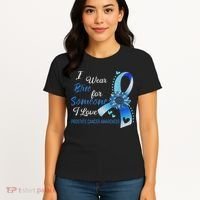 Prostate Cancer Awareness I Wear Blue Sunflower Ribbon Women's T-Shirt thumb 4