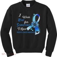 Prostate Cancer Awareness I Wear Blue Sunflower Ribbon Kids Sweatshirt thumb 0