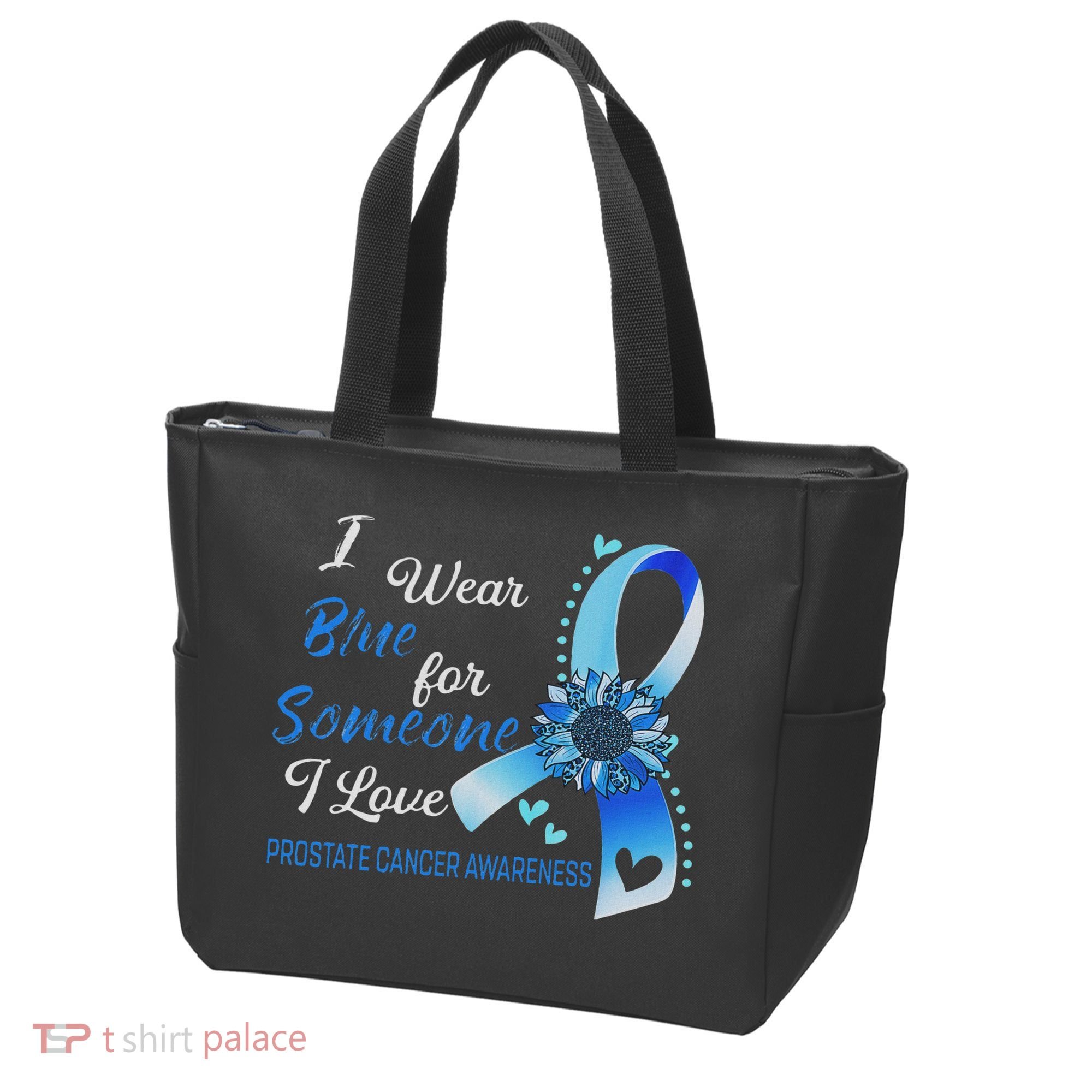 Prostate Cancer Awareness I Wear Blue Sunflower Ribbon Tote Bag