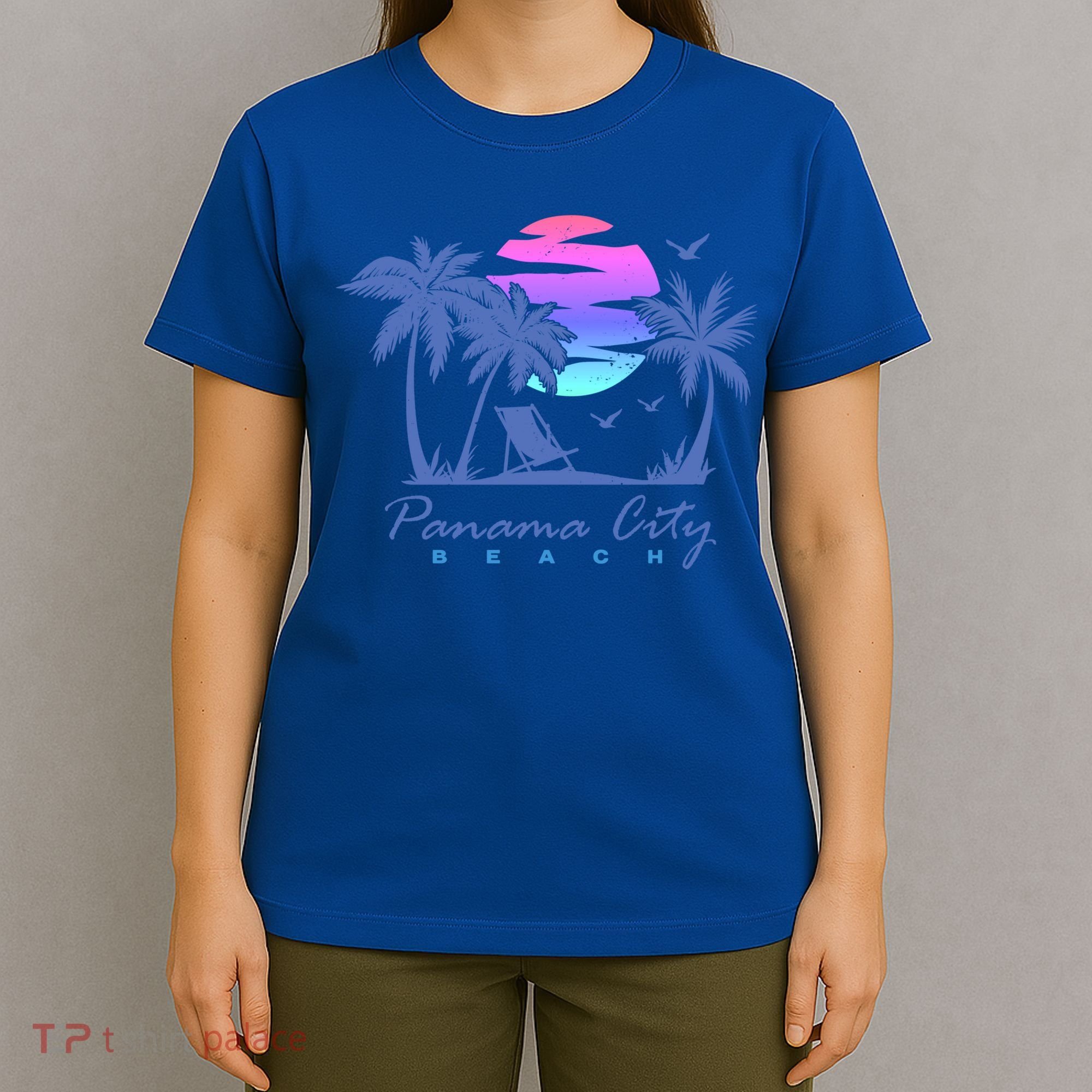 Panama City Beach Florida Vacation Trip Retro Vintage Sunset Gift T-Shirt