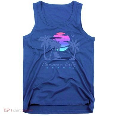 Panama City Beach Florida Vacation Trip Retro Vintage Sunset Gift Tank Top