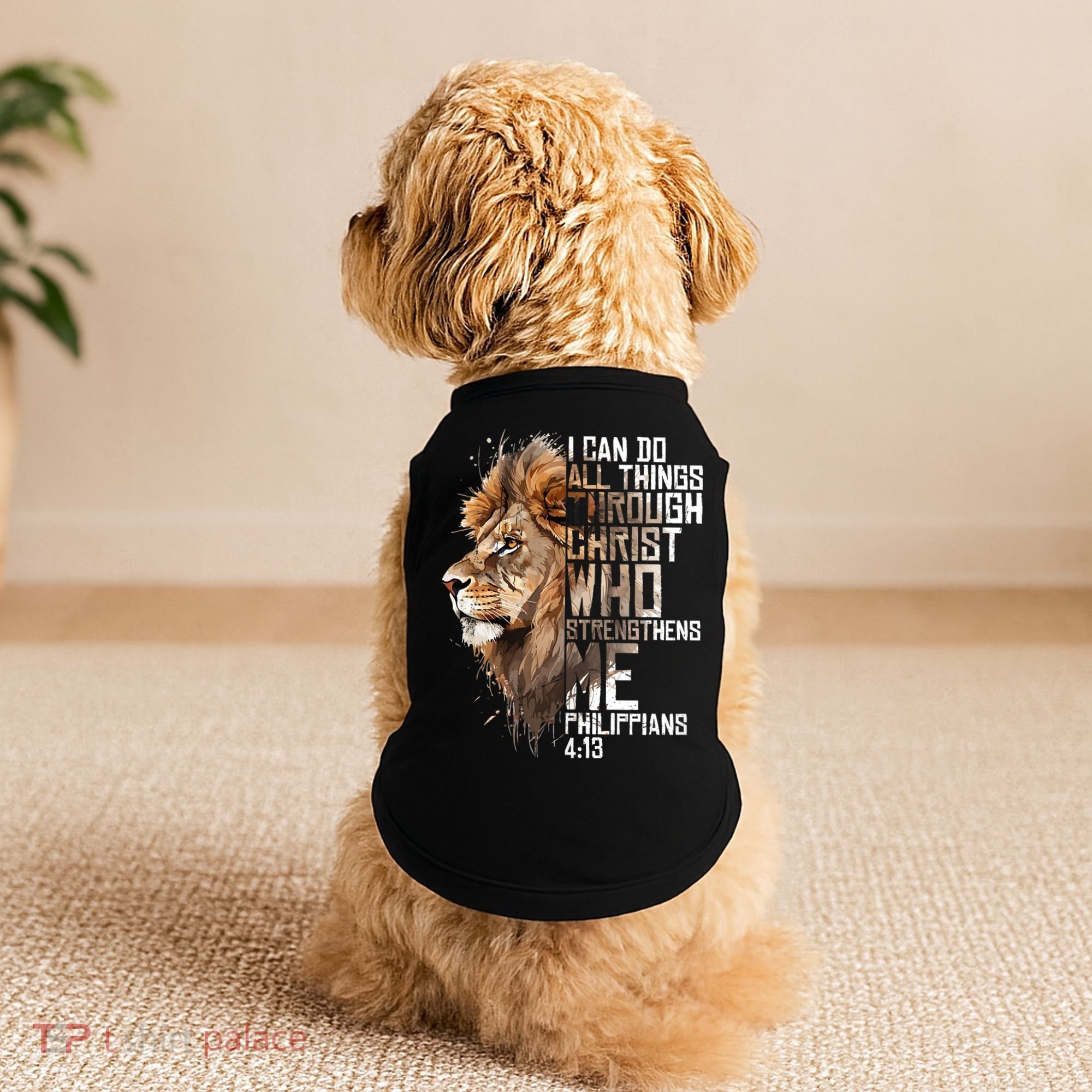 Philippians Christian Bible Verse Funny Lion Graphic Novelty Doggie Tank