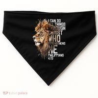 Philippians Christian Bible Verse Funny Lion Graphic Novelty USA-Made Doggie Bandana thumb 0