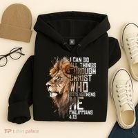 Philippians Christian Bible Verse Funny Lion Graphic Novelty Hoodie thumb 4