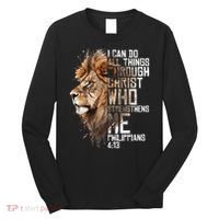 Philippians Christian Bible Verse Funny Lion Graphic Novelty Long Sleeve Shirt thumb 0
