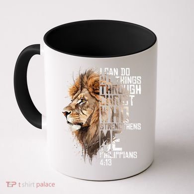 Philippians Christian Bible Verse Funny Lion Graphic Novelty Coffee Mug