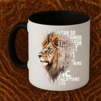 Philippians Christian Bible Verse Funny Lion Graphic Novelty Coffee Mug thumb 2