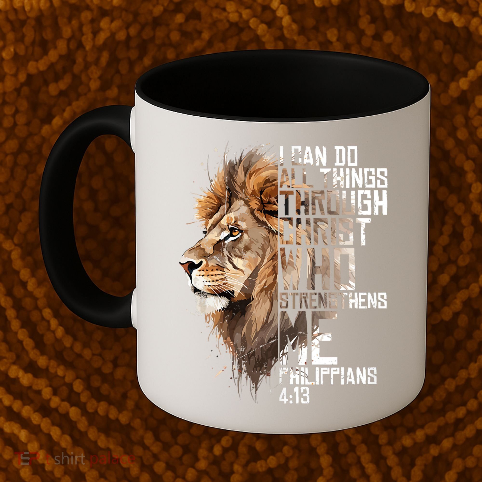 Philippians Christian Bible Verse Funny Lion Graphic Novelty Coffee Mug