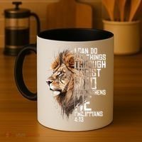 Philippians Christian Bible Verse Funny Lion Graphic Novelty Coffee Mug thumb 4