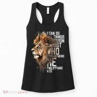 Philippians Christian Bible Verse Funny Lion Graphic Novelty Women's Tank Top thumb 0