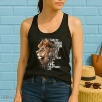 Philippians Christian Bible Verse Funny Lion Graphic Novelty Women's Tank Top thumb 2