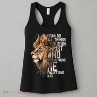 Philippians Christian Bible Verse Funny Lion Graphic Novelty Women's Tank Top thumb 3