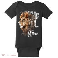 Philippians Christian Bible Verse Funny Lion Graphic Novelty Baby Bodysuit thumb 0