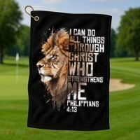 Philippians Christian Bible Verse Funny Lion Graphic Novelty Golf Towel thumb 1