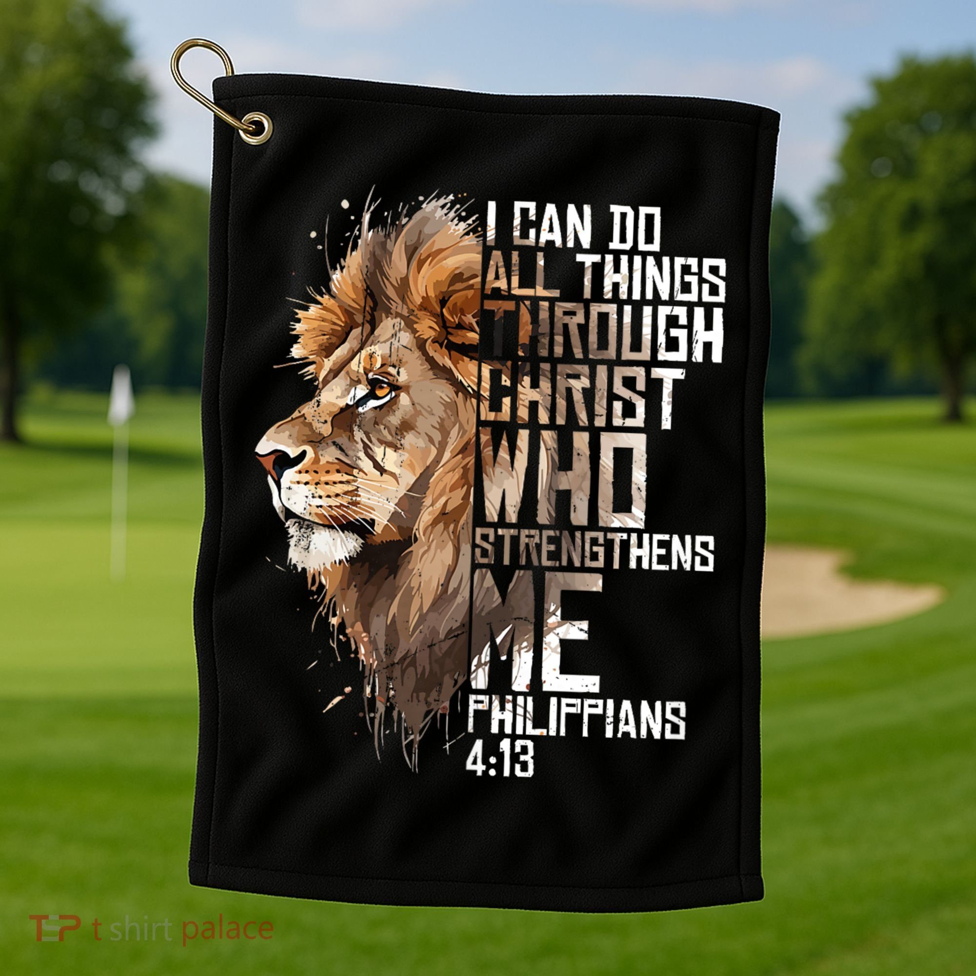 Philippians Christian Bible Verse Funny Lion Graphic Novelty Golf Towel