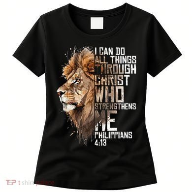 Philippians Christian Bible Verse Funny Lion Graphic Novelty Women's T-Shirt