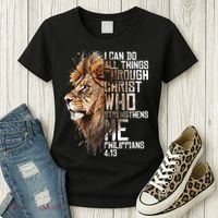 Philippians Christian Bible Verse Funny Lion Graphic Novelty Women's T-Shirt thumb 3