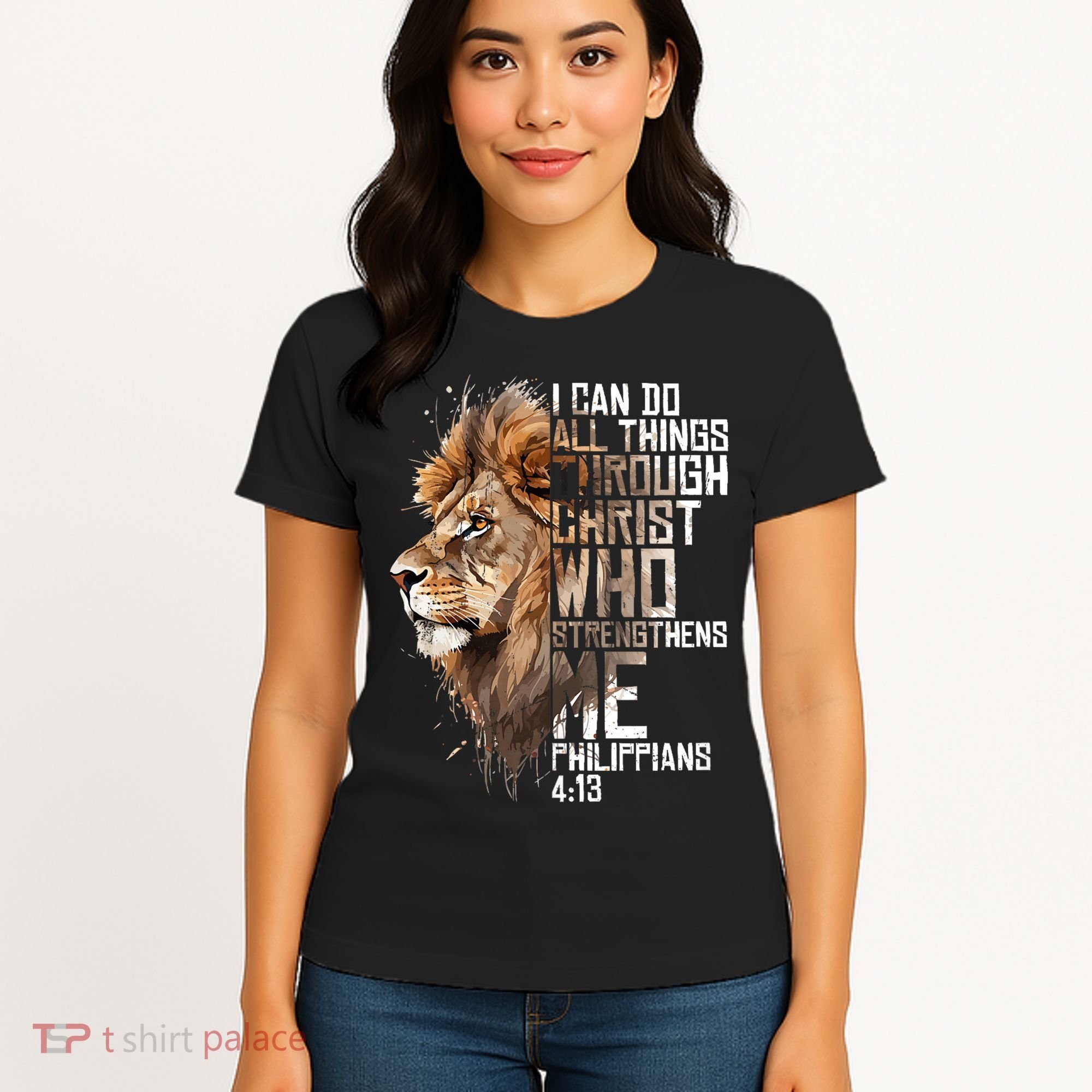 Philippians Christian Bible Verse Funny Lion Graphic Novelty Women's T-Shirt