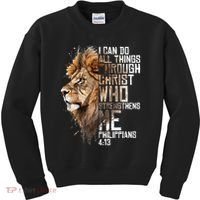 Philippians Christian Bible Verse Funny Lion Graphic Novelty Kids Sweatshirt thumb 0