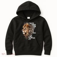Philippians Christian Bible Verse Funny Lion Graphic Novelty Kids Hoodie thumb 0