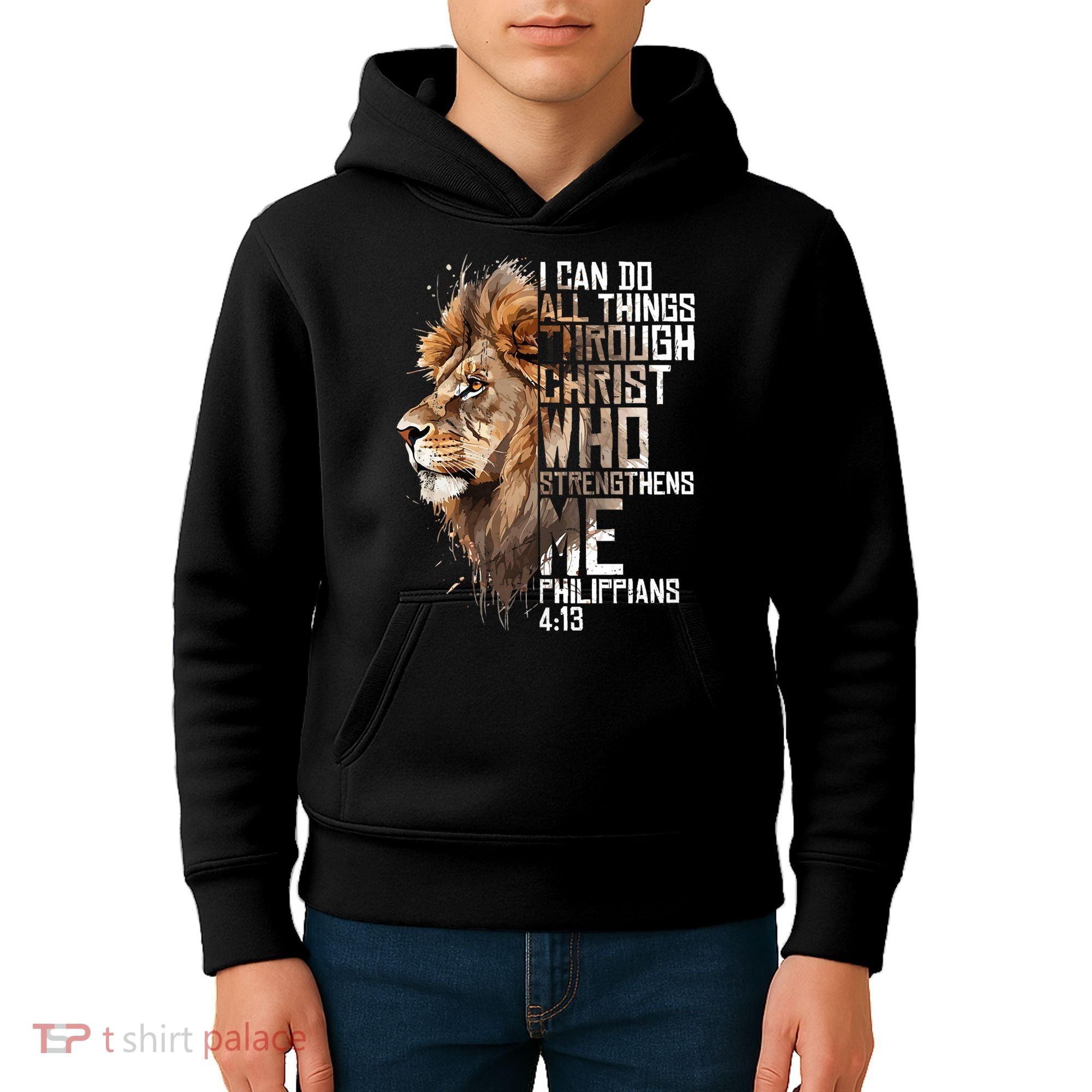 Philippians Christian Bible Verse Funny Lion Graphic Novelty Kids Hoodie