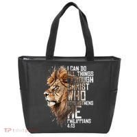 Philippians Christian Bible Verse Funny Lion Graphic Novelty Tote Bag thumb 0