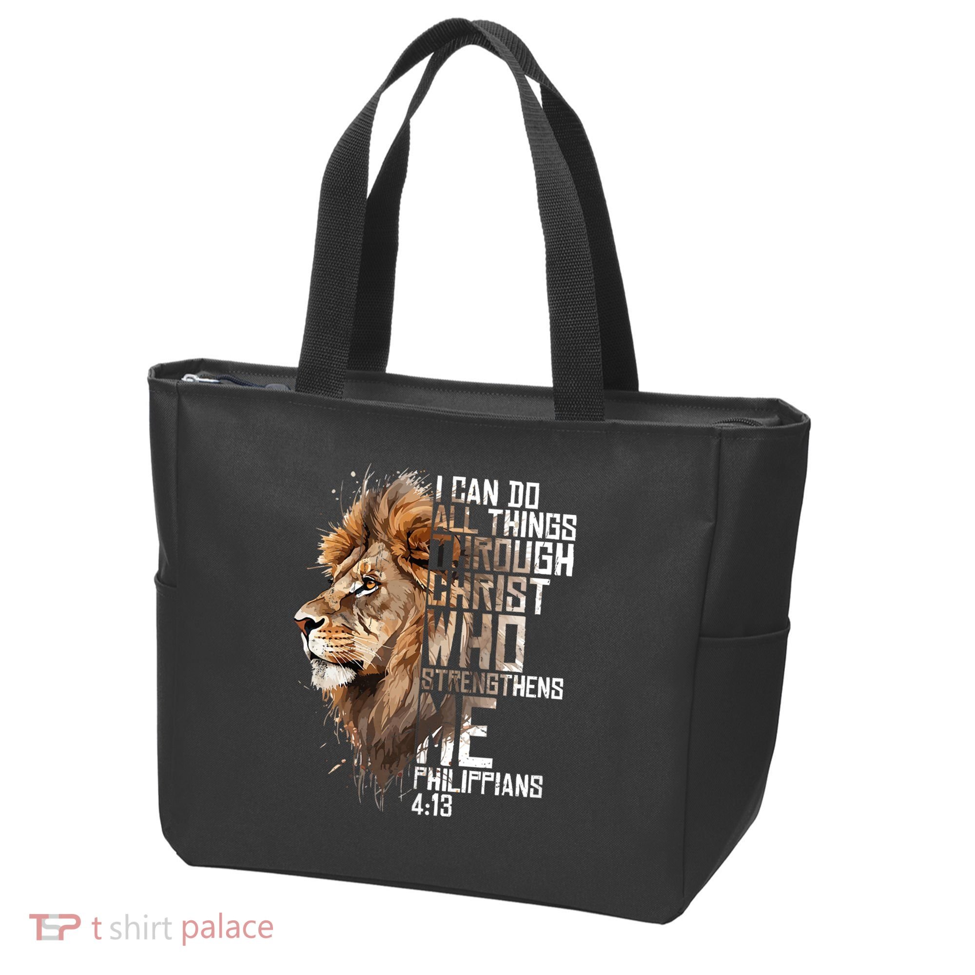Philippians Christian Bible Verse Funny Lion Graphic Novelty Tote Bag