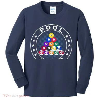 Pool Champ Billiards Pool Player Fun Kids Long Sleeve Shirt