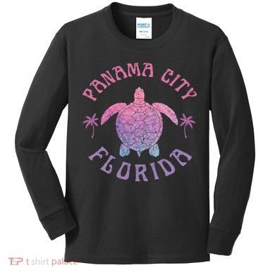 Panama City Beach Florida Sea Turtle Summer Vacation Kids Long Sleeve Shirt
