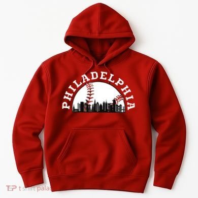 Philly Cityscape Baseball Philadelphia Skyline Vintage Hoodie