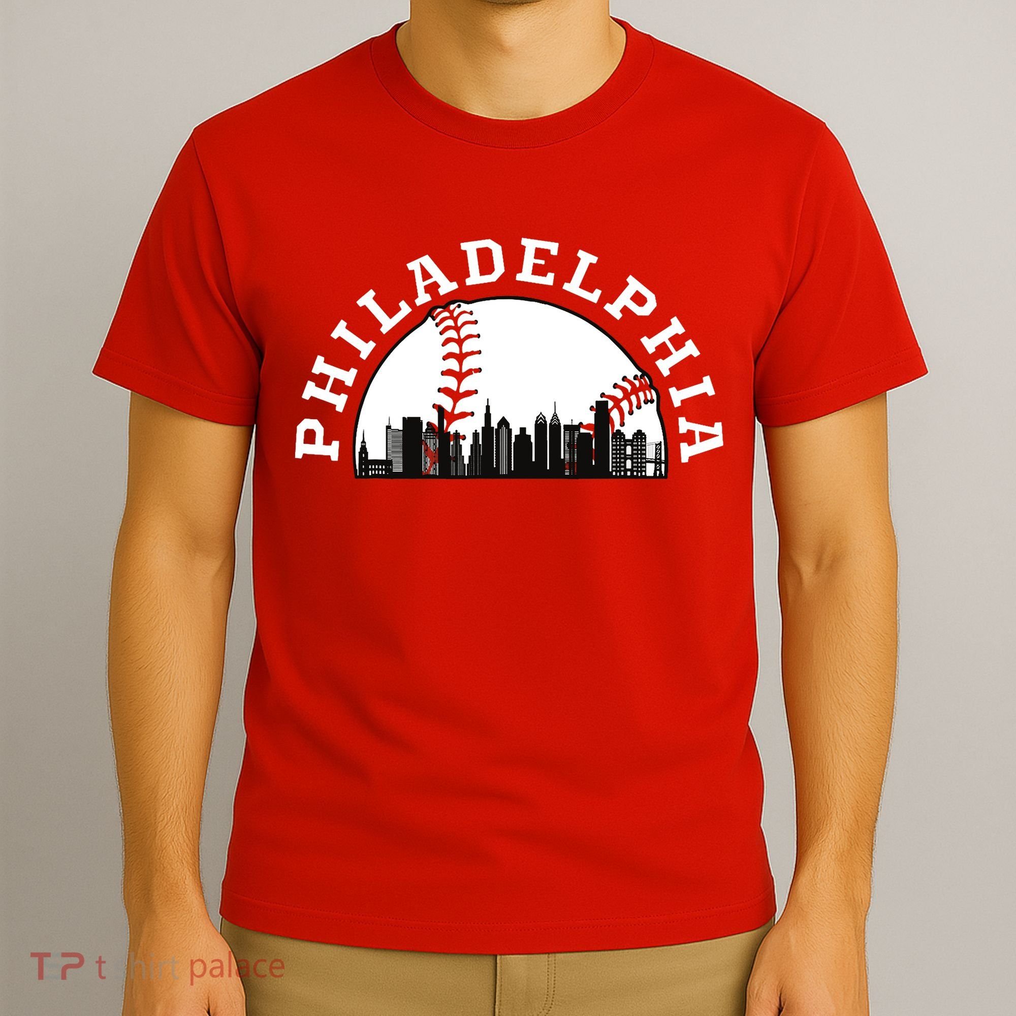 Philly Cityscape Baseball Philadelphia Skyline Vintage T-Shirt
