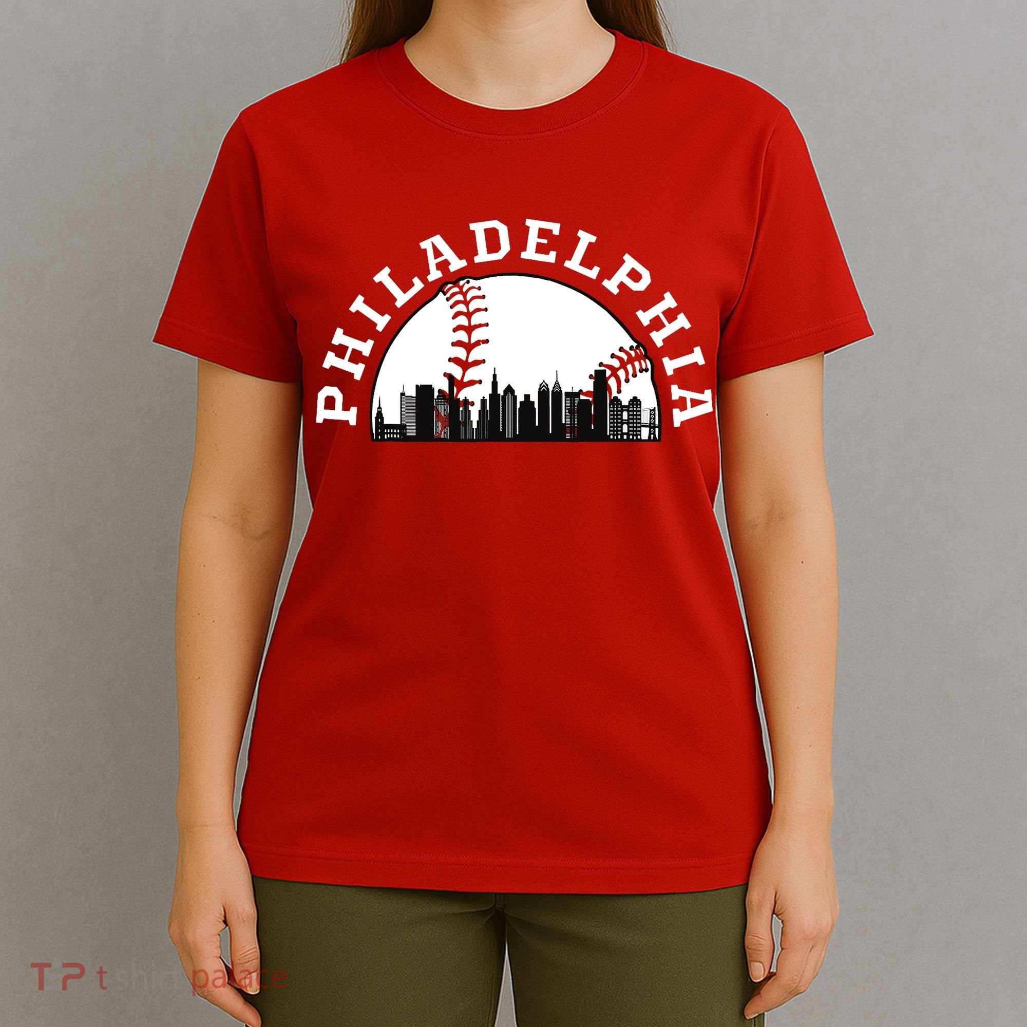 Philly Cityscape Baseball Philadelphia Skyline Vintage T-Shirt